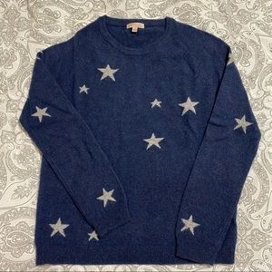 Philosophy Navy and Gray Star 100% Cashmere Sweater L